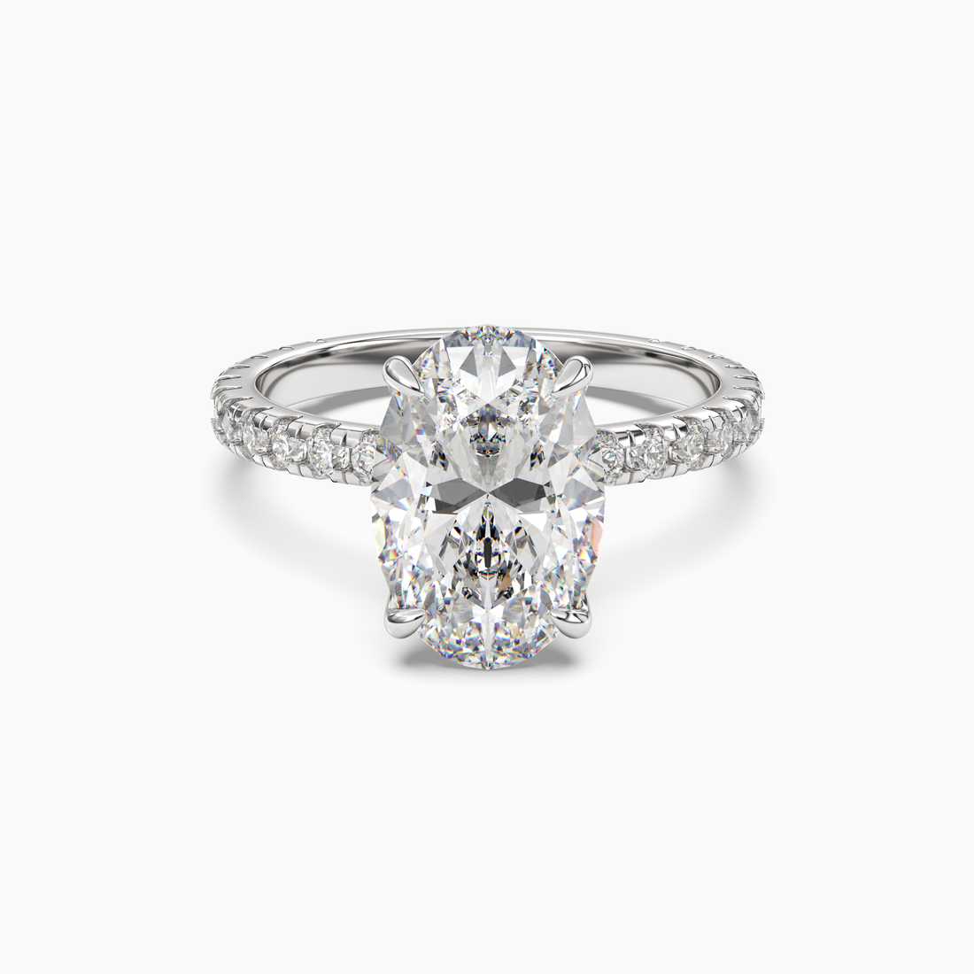 Daisy 1.5 Carat Oval Cut Pave Lab Grown Diamond Ring in Platinum