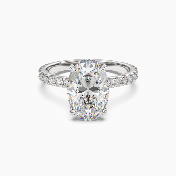 Daisy 3.5 Carat Oval Cut Pave Lab Grown Diamond Ring in Silver