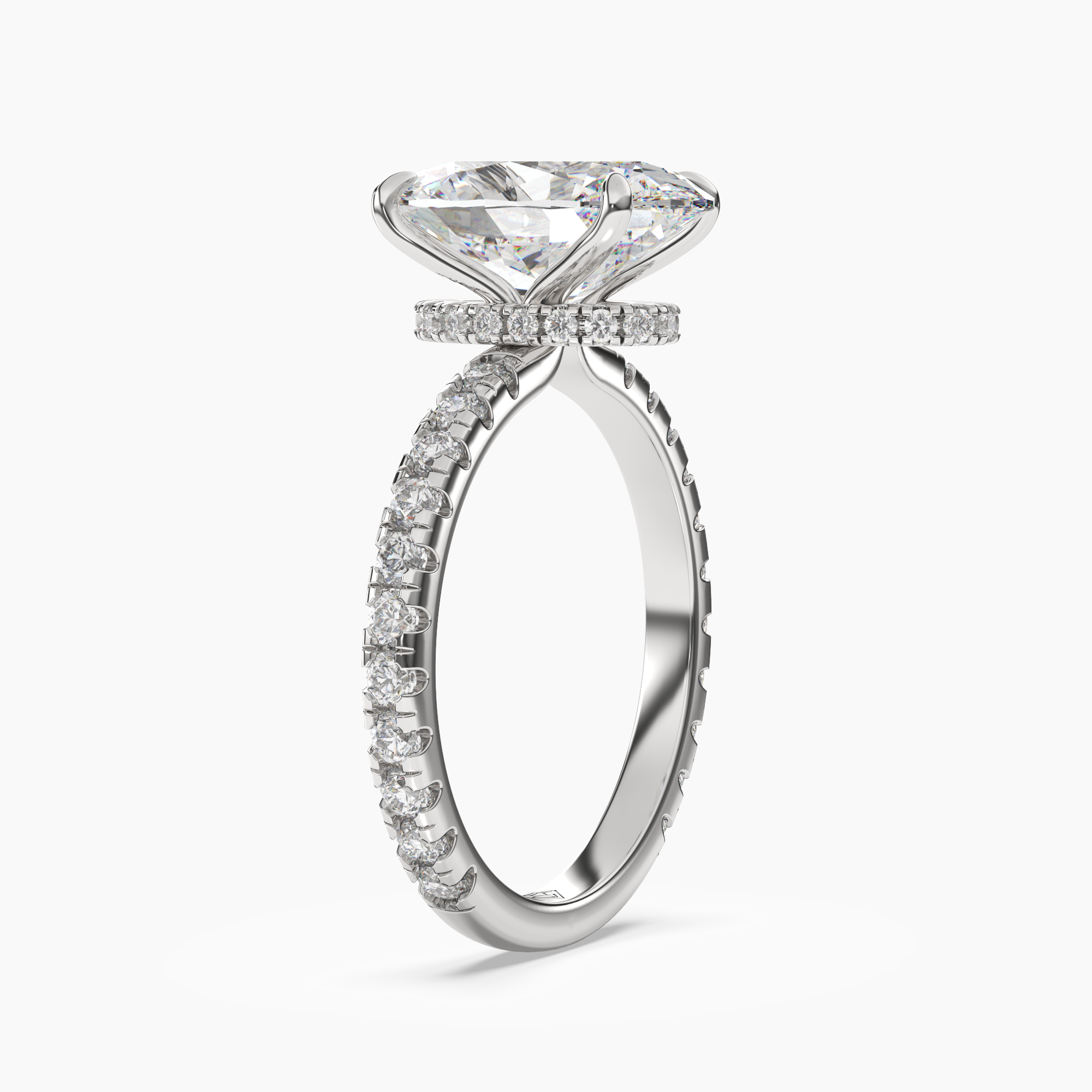 Daisy 3.5 Carat Oval Cut Pave Lab Grown Diamond Ring in 10K Rose Gold - View 5