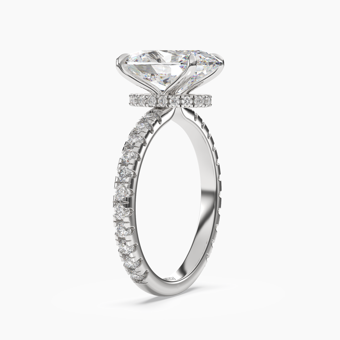 Daisy 5 Carat Oval Cut Pave Lab Grown Diamond Ring in 14K White Gold - View 2