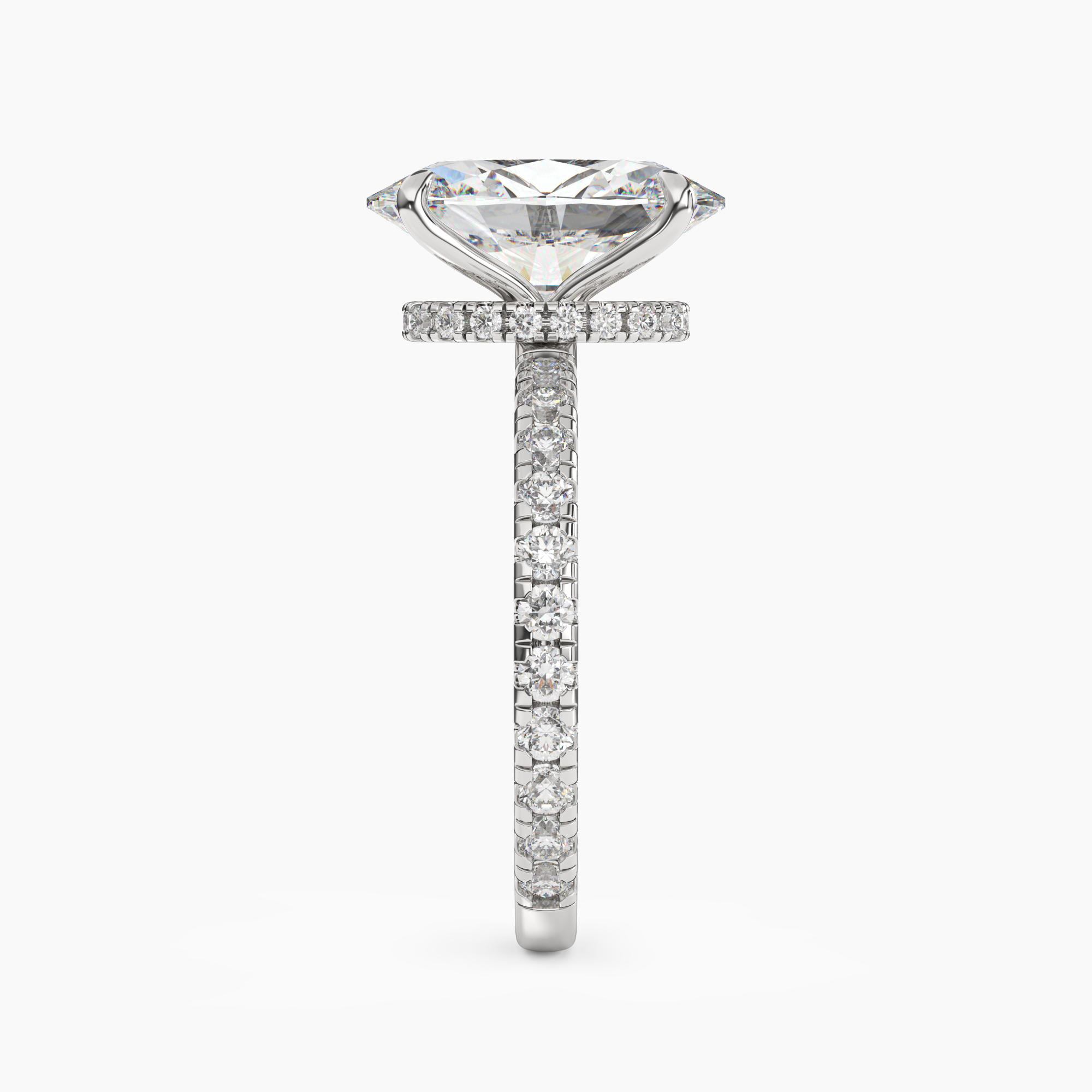 Daisy 2 Carat Oval Cut Pave Lab Grown Diamond Ring in Silver - View 3