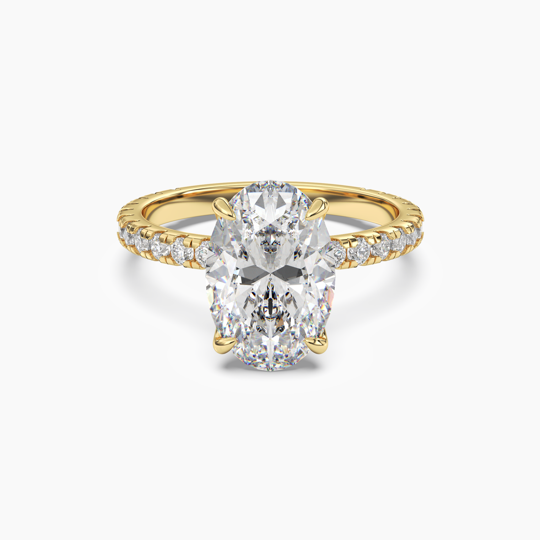 Daisy 2 Carat Oval Cut Pave Lab Grown Diamond Ring in 10K Rose Gold - View 7