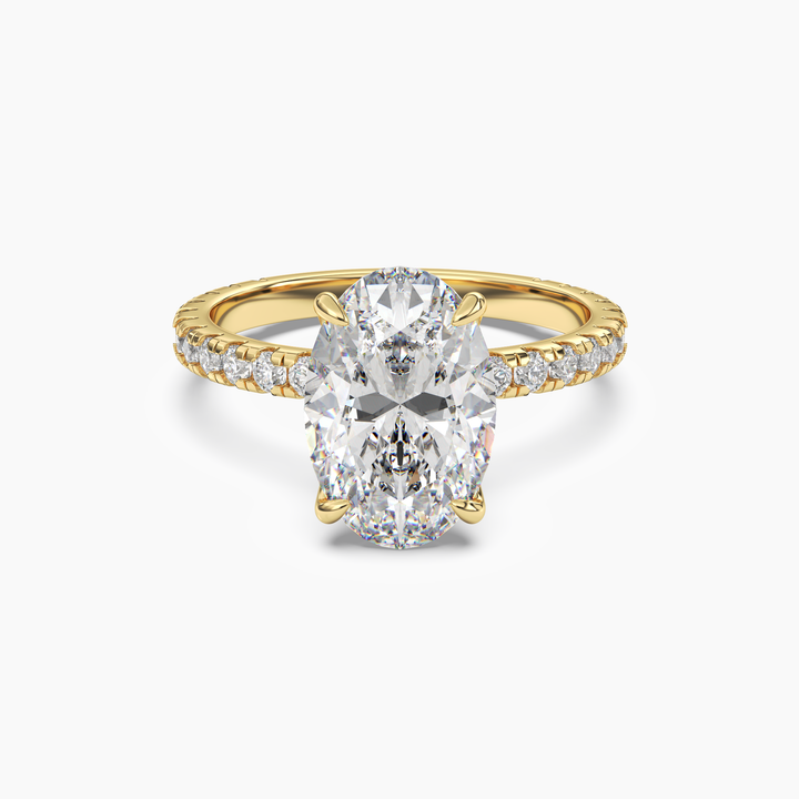 Daisy 5 Carat Oval Cut Pave Lab Grown Diamond Ring in 14K Yellow Gold