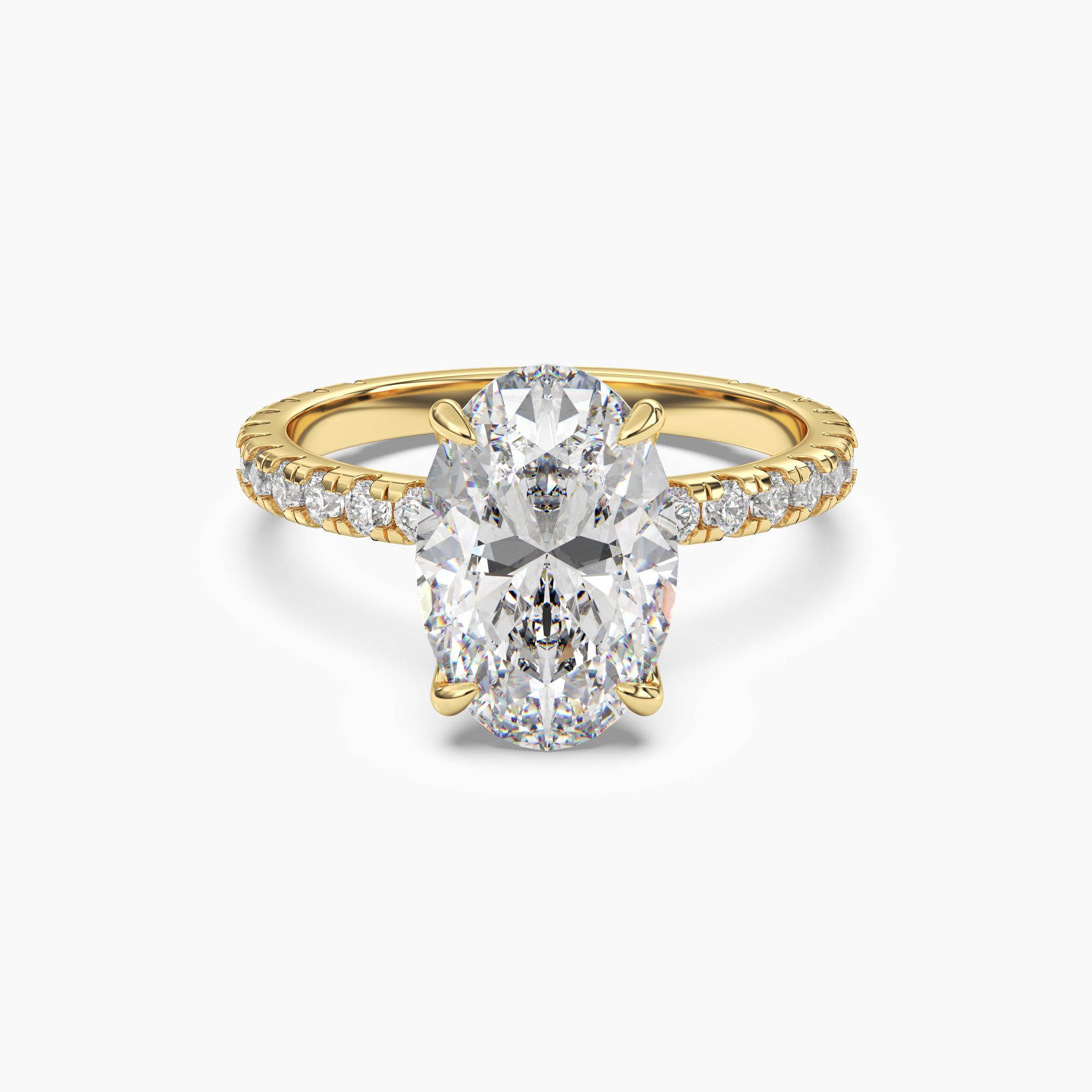 Daisy 5 Carat Oval Cut Pave Lab Grown Diamond Ring in 14K Yellow Gold