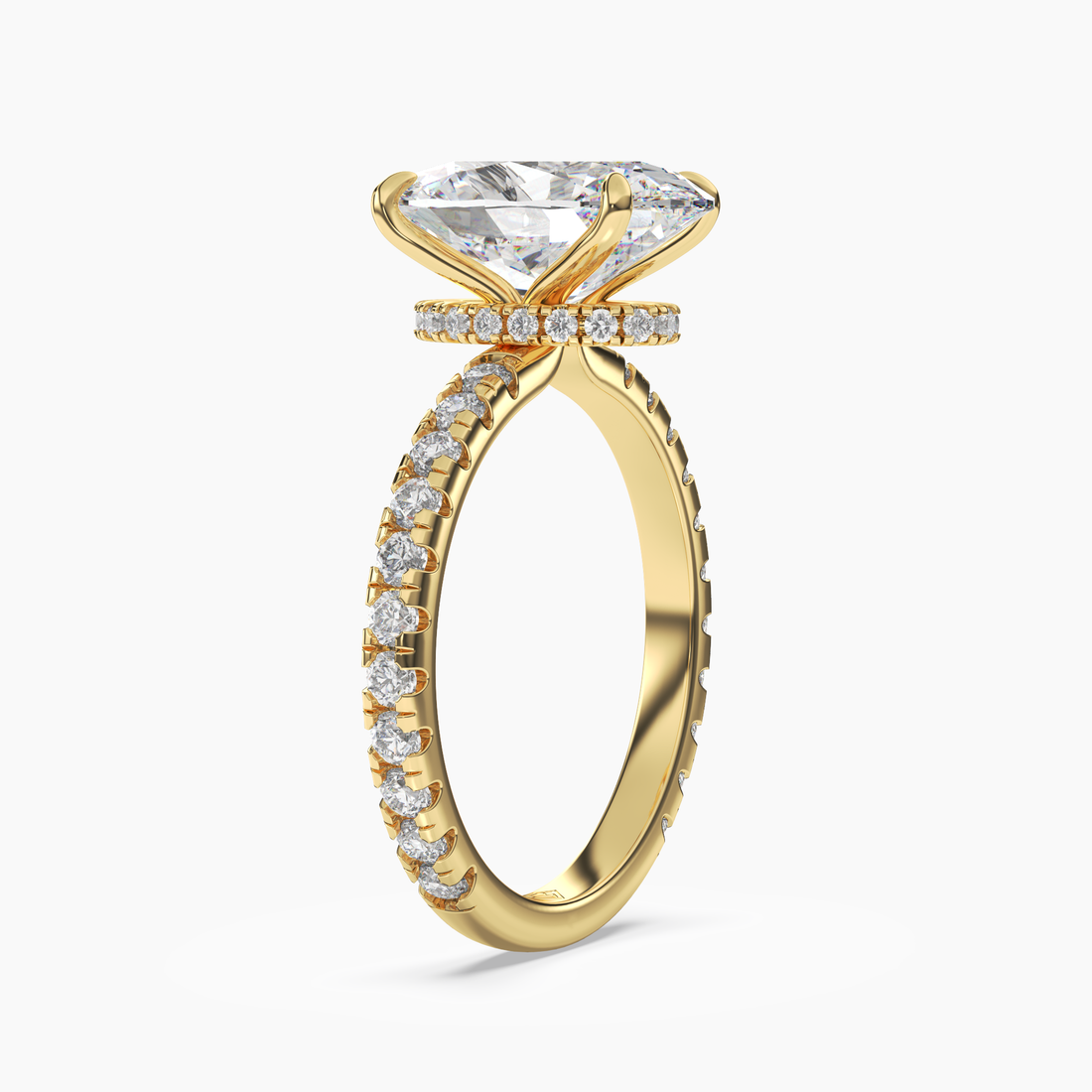 Daisy 4 Carat Oval Cut Pave Lab Grown Diamond Ring in Platinum - View 5