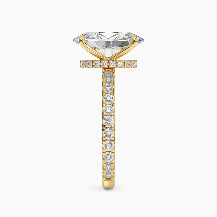 Daisy 5 Carat Oval Cut Pave Lab Grown Diamond Ring in 14K Rose Gold - View 9