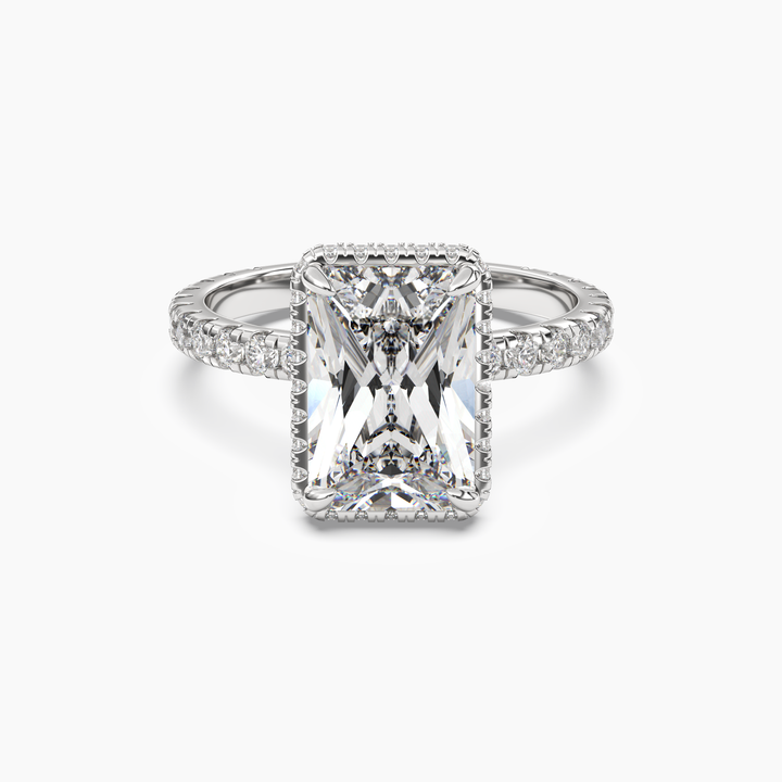 Camilla 5 Carat Radiant Cut Solitaire Lab Grown Diamond Ring in 14K White Gold
