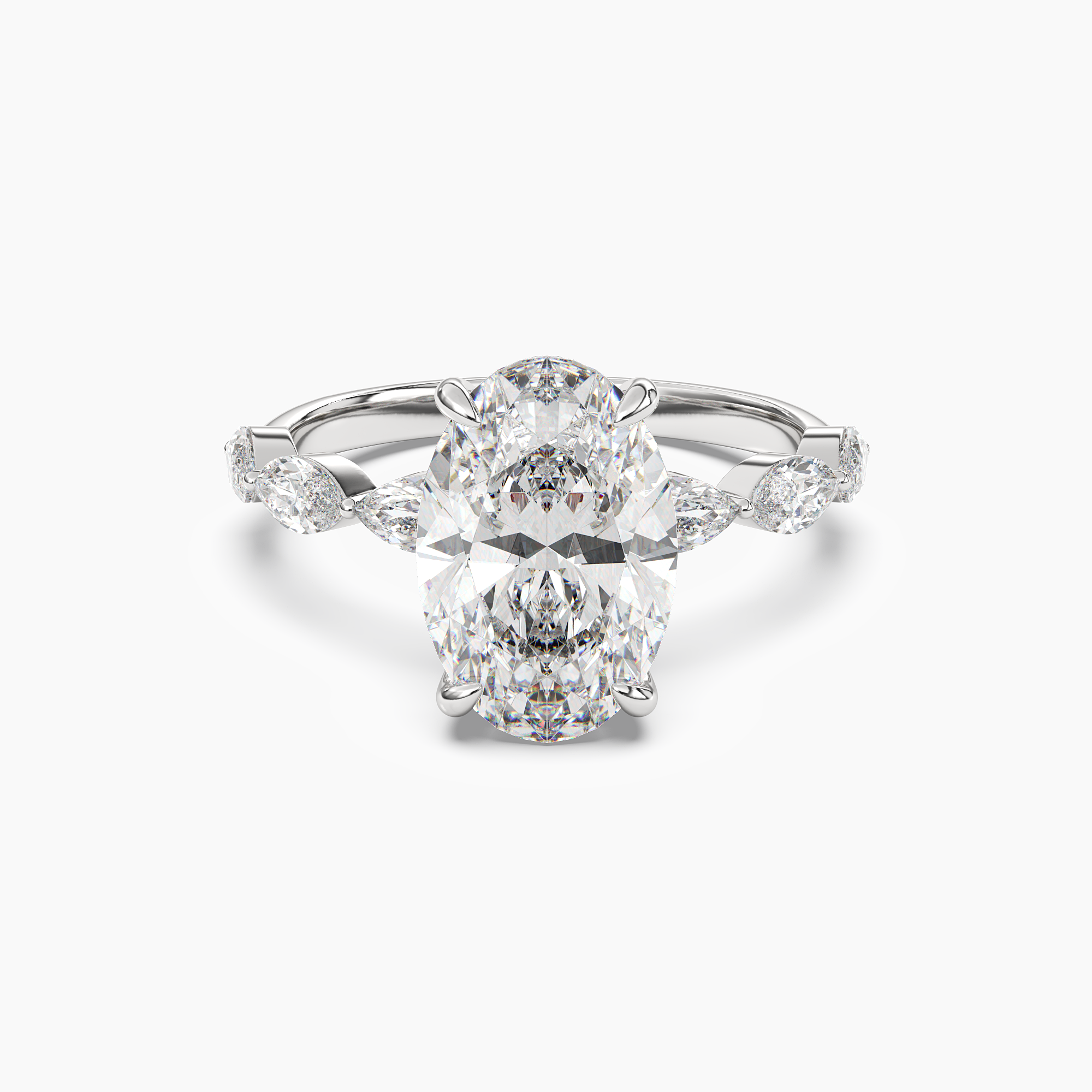 Gwyneth 4 Carat Oval Cut Solitaire Lab Grown Diamond Ring in 18K White Gold