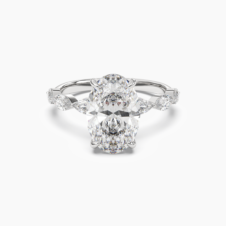 Gwyneth 5 Carat Oval Cut Solitaire Lab Grown Diamond Ring in 14K White Gold