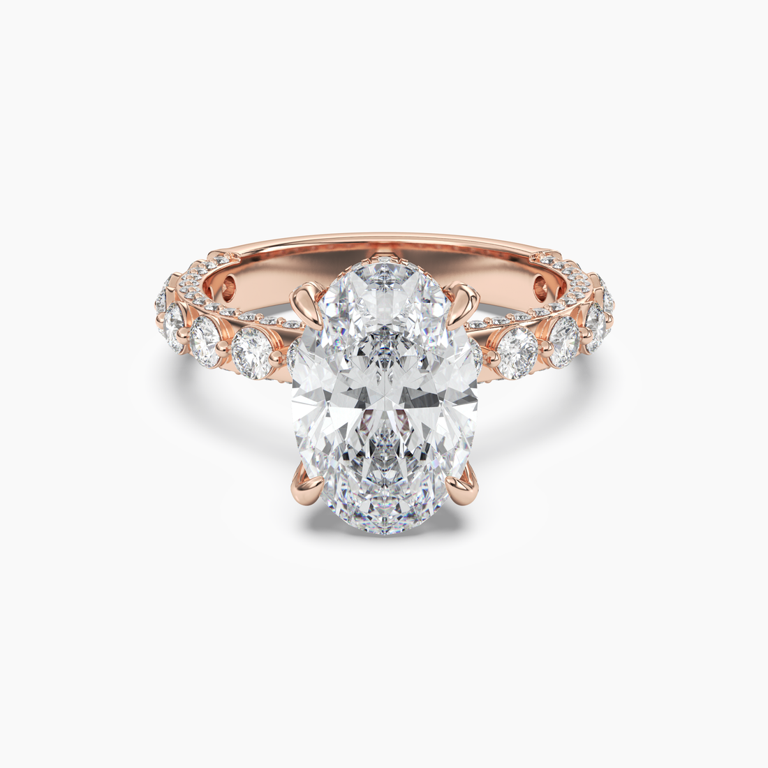 Ophelia 3 Carat Oval Cut Solitaire Lab Grown Diamond Ring in 10K White Gold - View 7