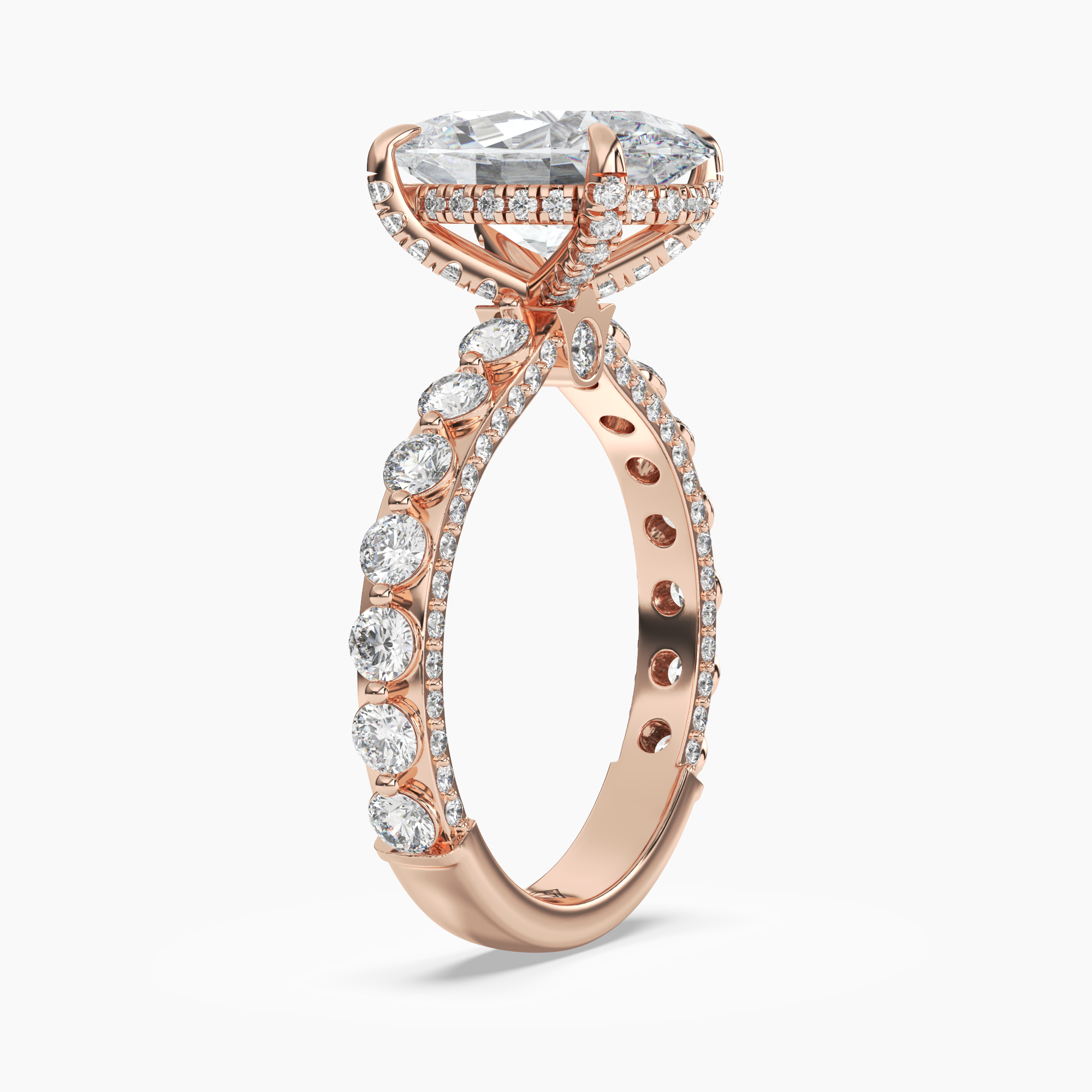 Ophelia 3 Carat Oval Cut Solitaire Lab Grown Diamond Ring in 14K Rose Gold - View 2