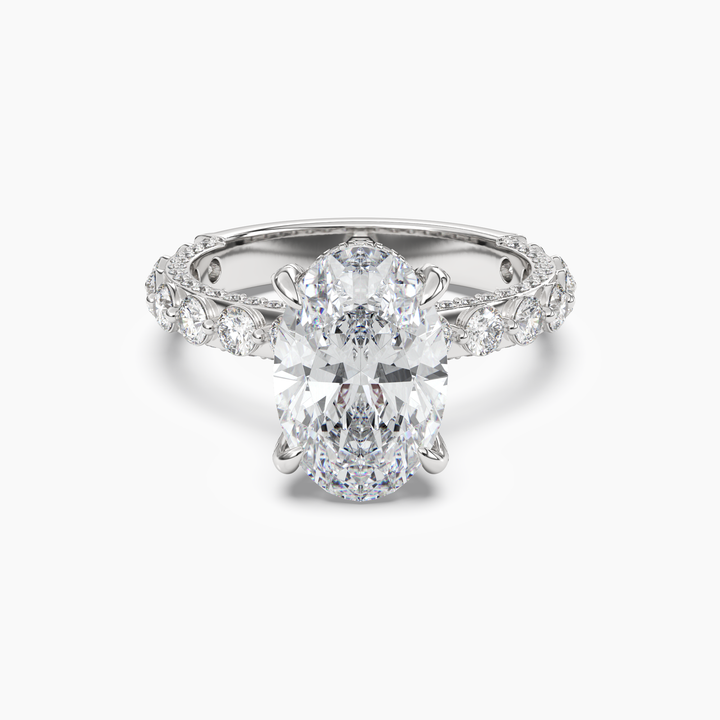 Ophelia 5 Carat Oval Cut Solitaire Lab Grown Diamond Ring in 14K White Gold