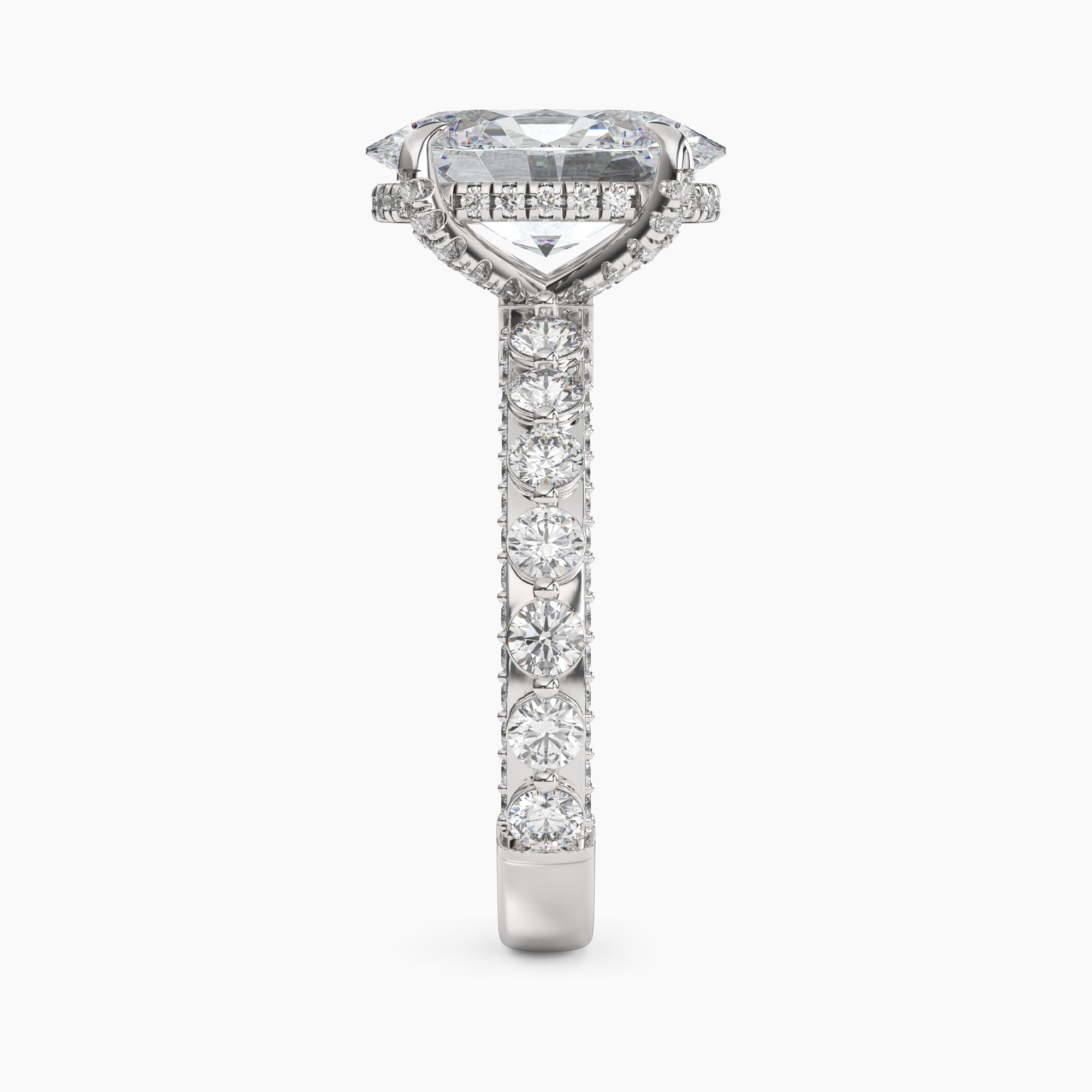Ophelia 3 Carat Oval Cut Solitaire Lab Grown Diamond Ring in Silver - View 3