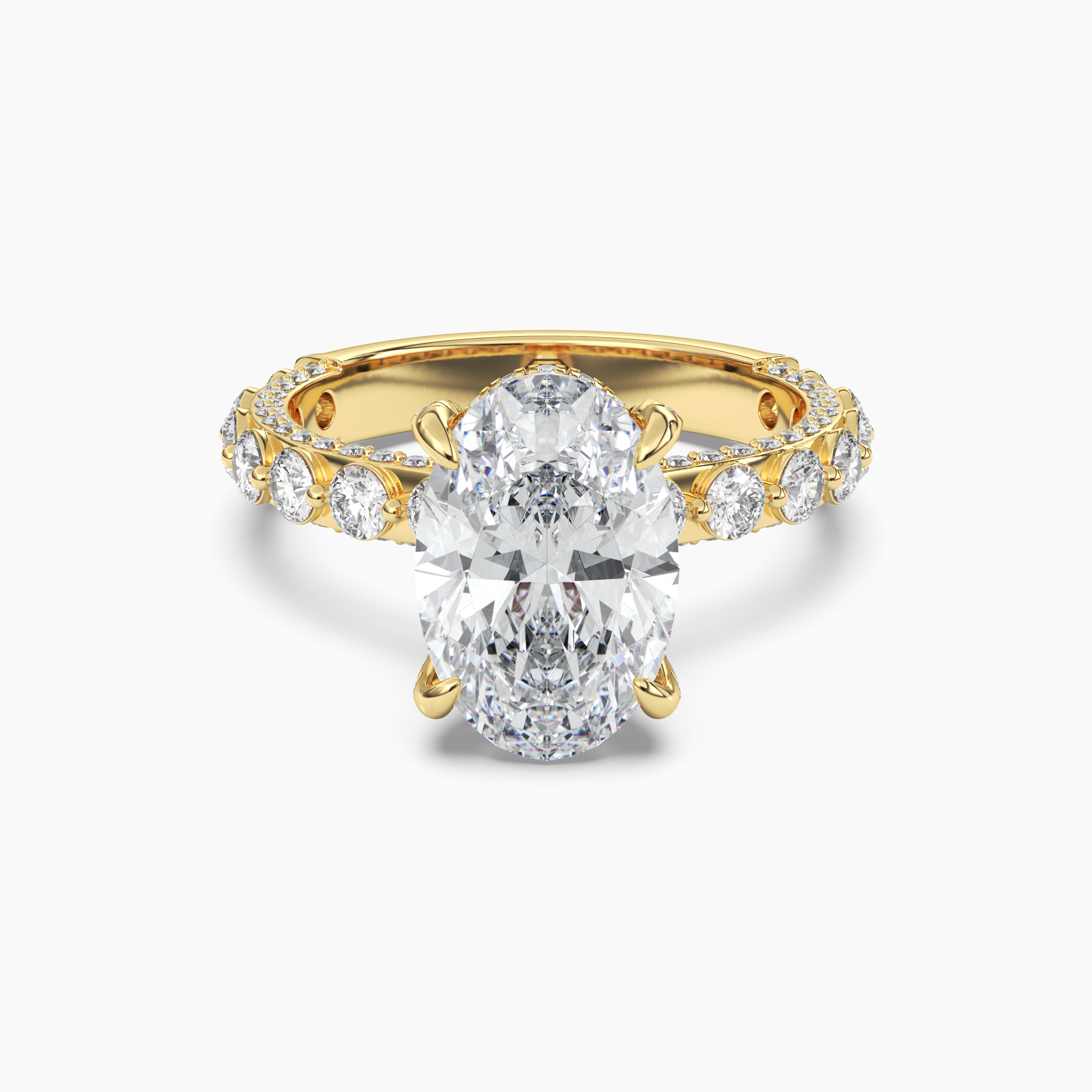 Ophelia 4 Carat Oval Cut Solitaire Lab Grown Diamond Ring in 18K White Gold - View 4