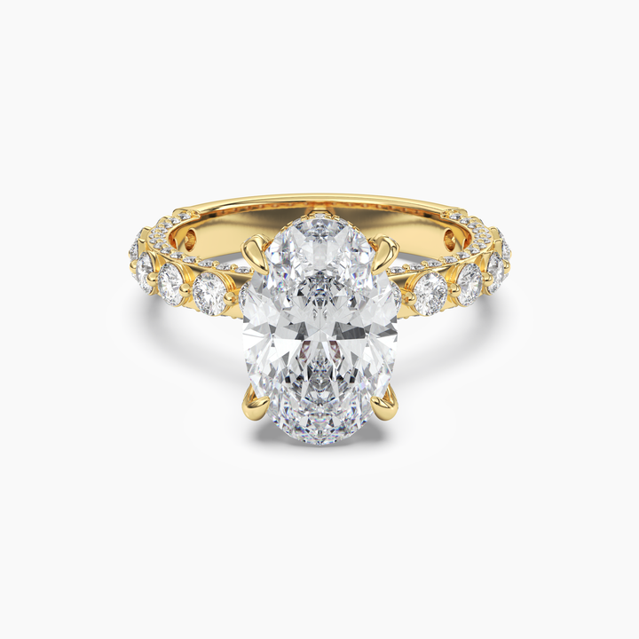 Ophelia 5 Carat Oval Cut Solitaire Lab Grown Diamond Ring in 14K Yellow Gold