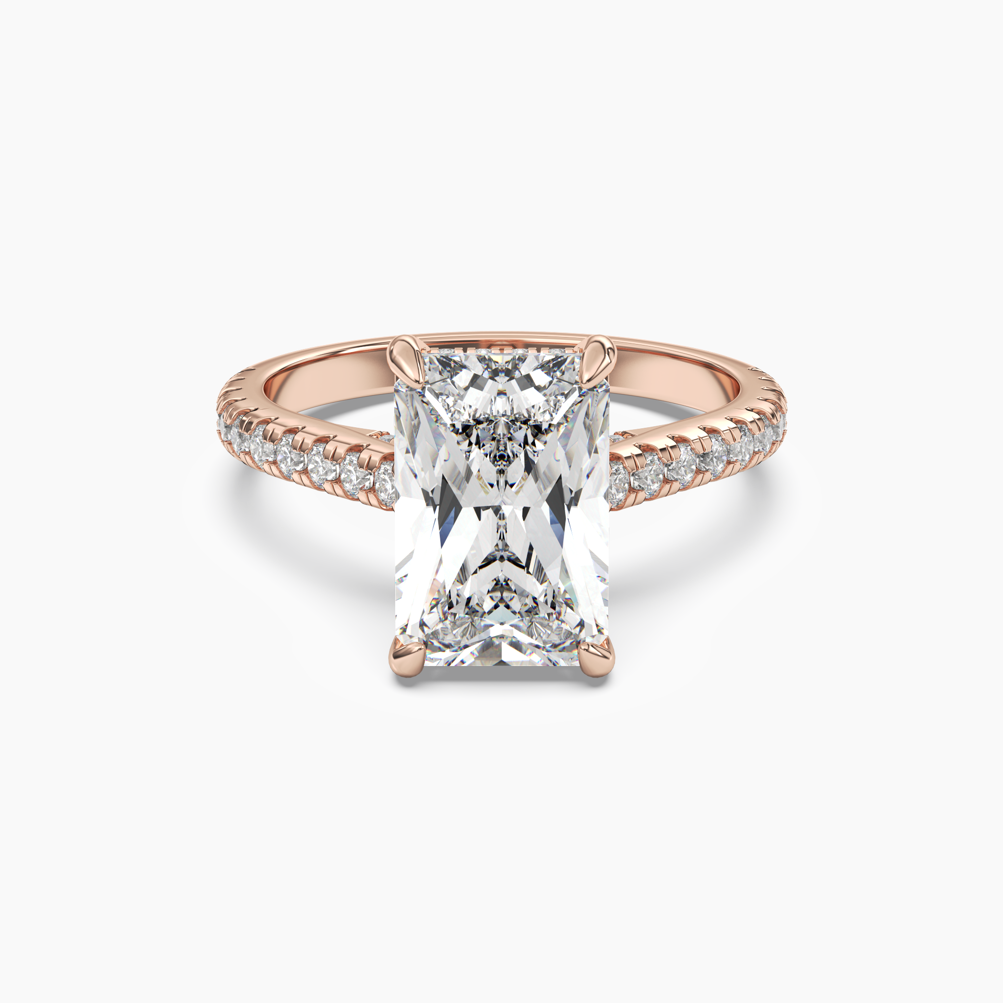 Juliet 3 Carat Radiant Cut Solitaire Lab Grown Diamond Ring in 10K Rose Gold