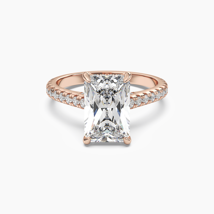 Juliet 5 Carat Radiant Cut Solitaire Lab Grown Diamond Ring in 14K Rose Gold