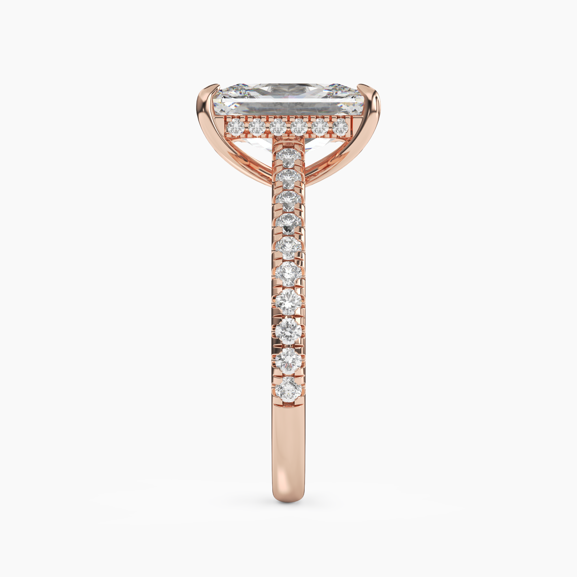 Juliet 3 Carat Radiant Cut Solitaire Lab Grown Diamond Ring in 18K Rose Gold - View 3