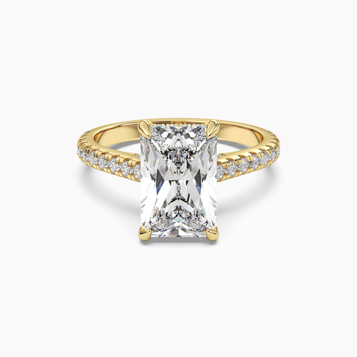 Juliet 5 Carat Radiant Cut Solitaire Lab Grown Diamond Ring in 14K Yellow Gold