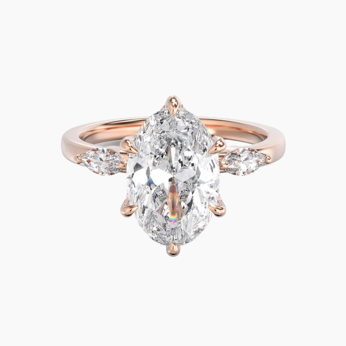 Seraphina 5 Carat Oval Cut Solitaire Lab Grown Diamond Ring in 14K Rose Gold