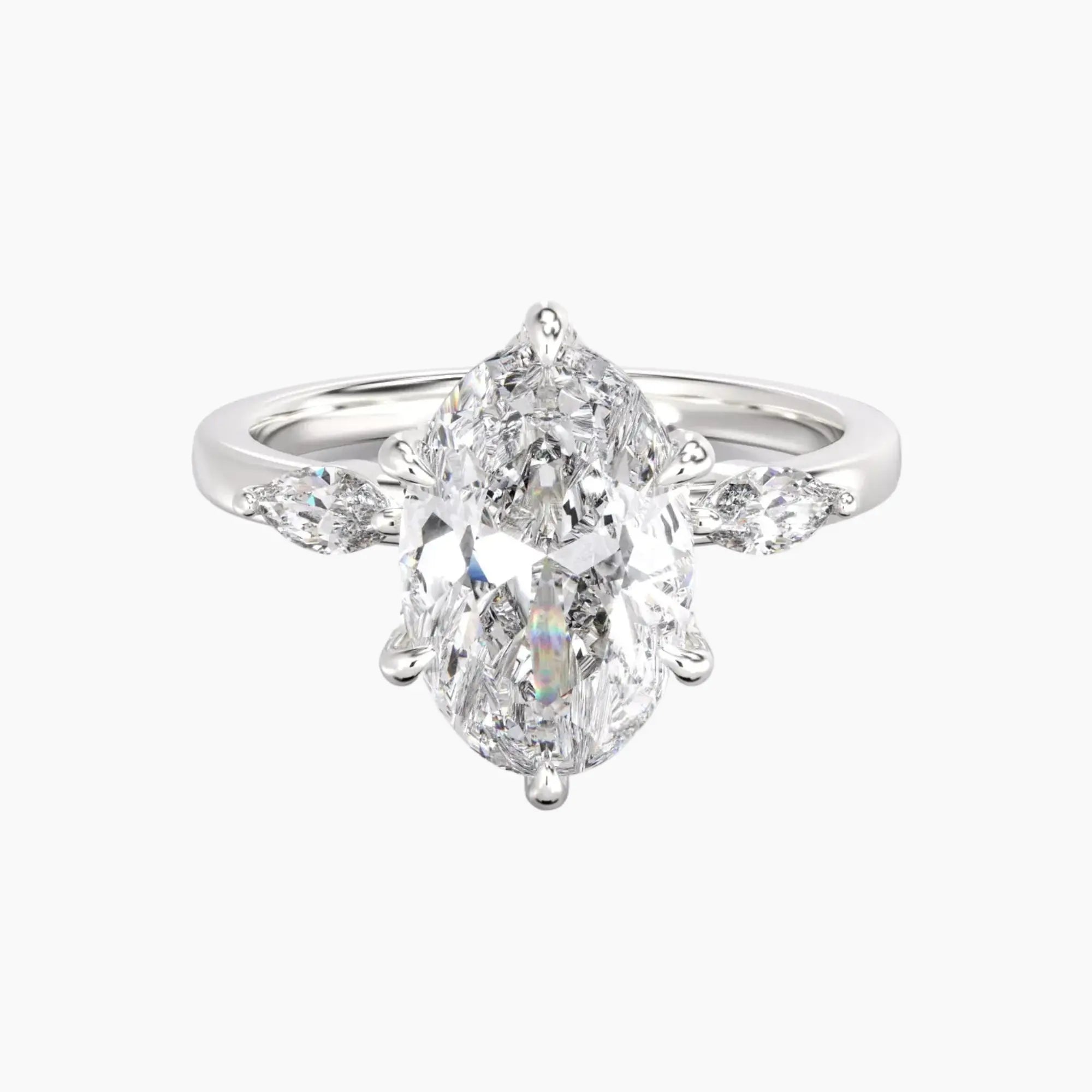 Seraphina 5 Carat Oval Cut Solitaire Lab Grown Diamond Ring in 14K White Gold