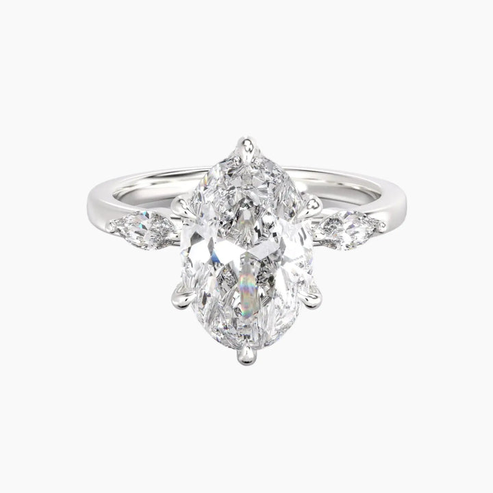 Seraphina 5 Carat Oval Cut Solitaire Lab Grown Diamond Ring in 14K White Gold