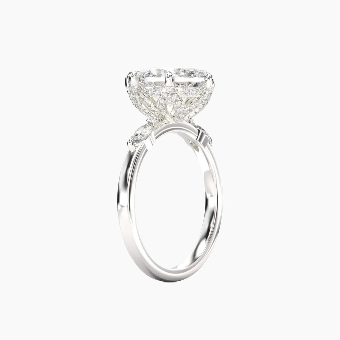 Seraphina 3 Carat Oval Cut Solitaire Lab Grown Diamond Ring in 18K White Gold - View 2