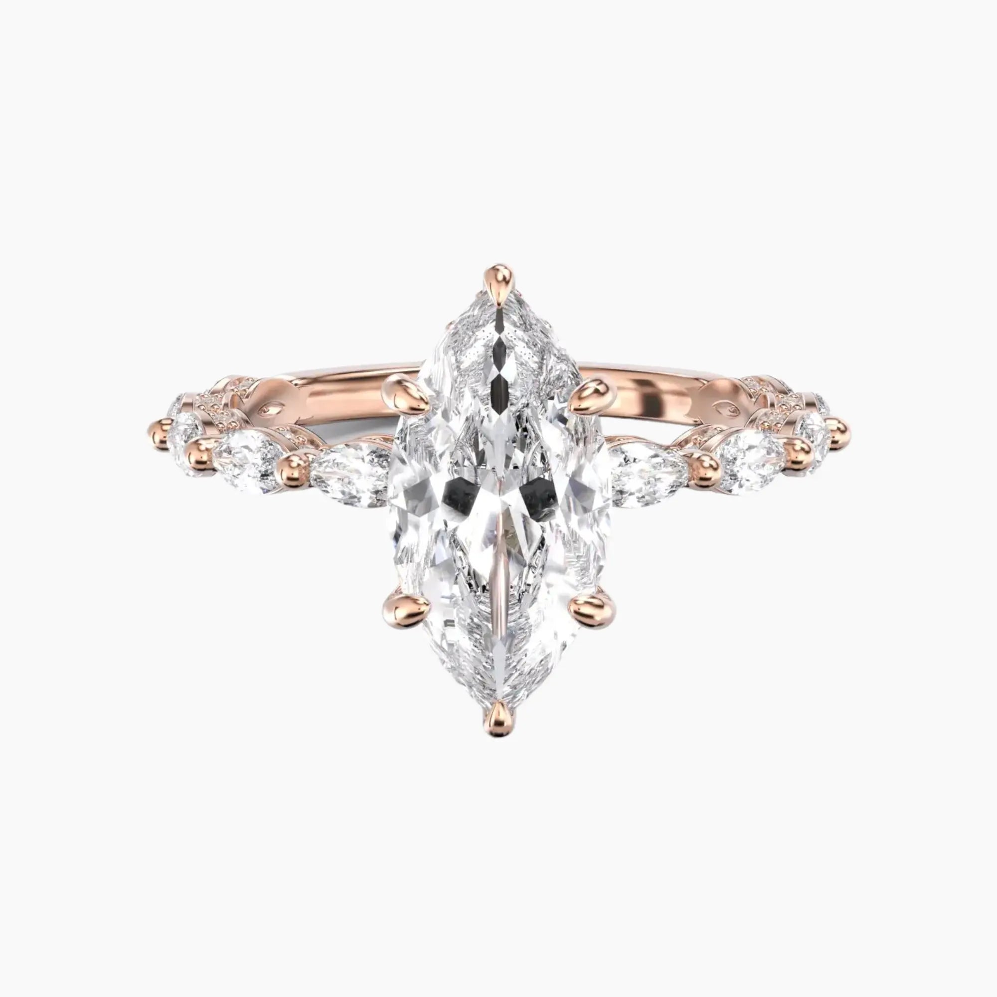 Helena 5 Carat Marquise Cut Solitaire Lab Grown Diamond Ring in 14K Rose Gold