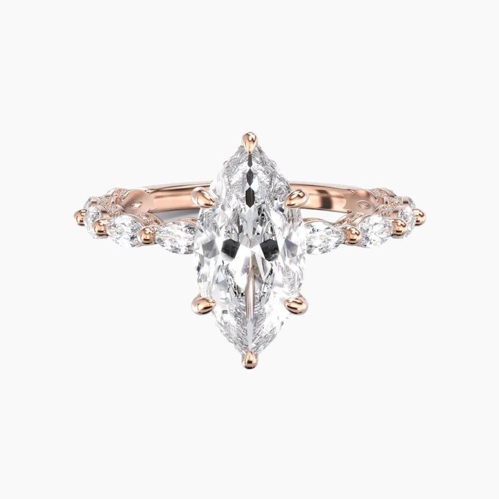 Helena 5 Carat Marquise Cut Solitaire Lab Grown Diamond Ring in 14K Rose Gold