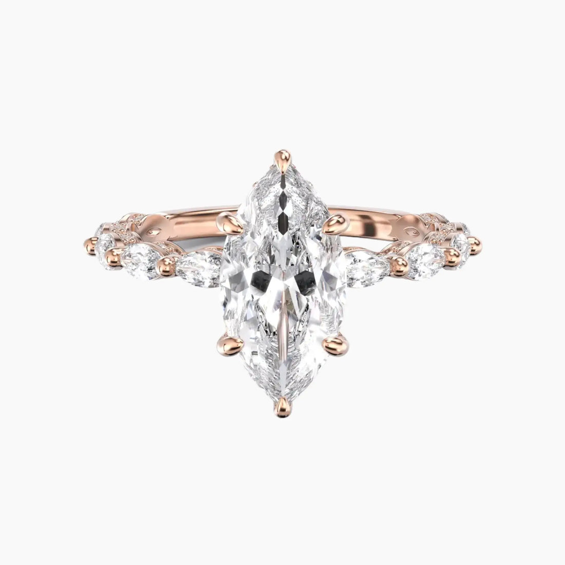 Helena 3.5 Carat Marquise Cut Solitaire Lab Grown Diamond Ring in 14K White Gold - View 7