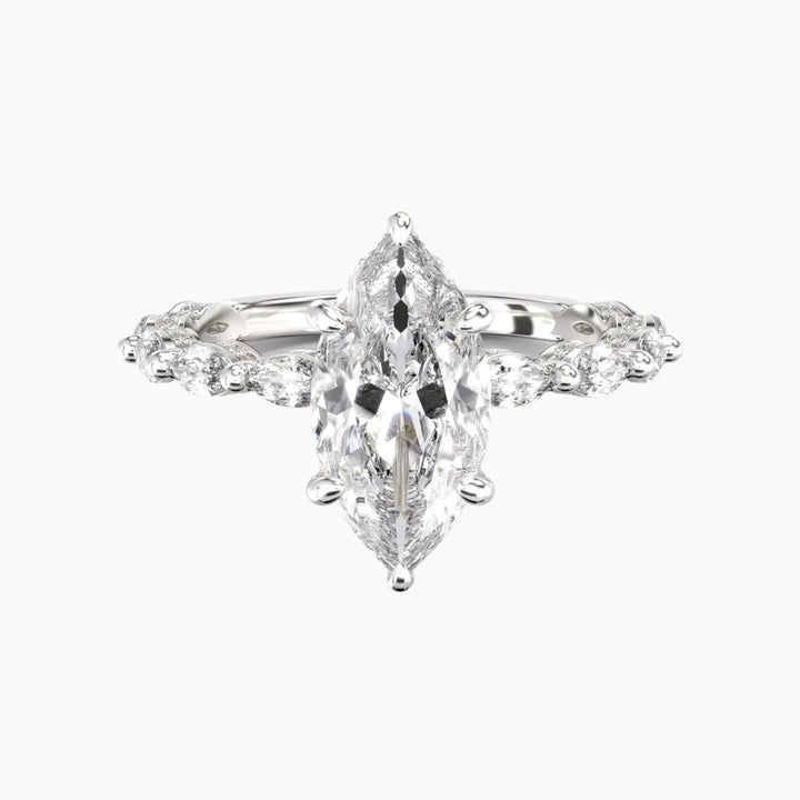 Helena 4 Carat Marquise Cut Solitaire Lab Grown Diamond Ring in Silver