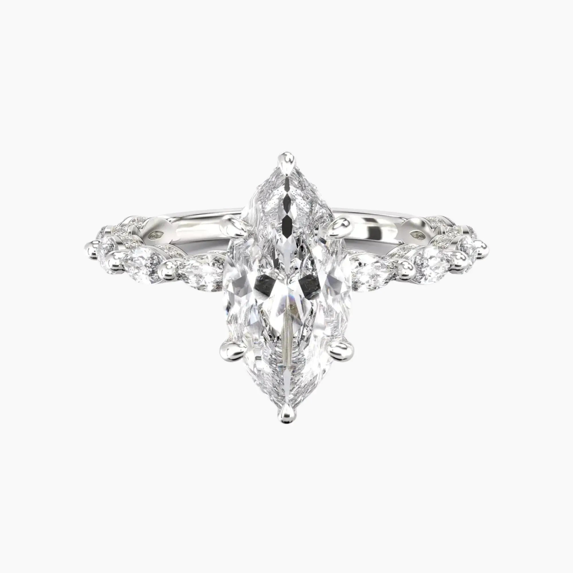Helena 4 Carat Marquise Cut Solitaire Lab Grown Diamond Ring in 14K White Gold