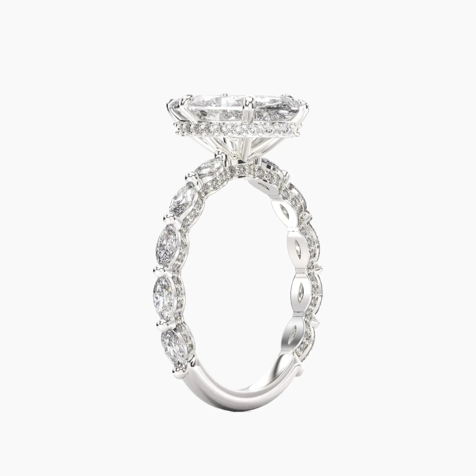 Helena 2.5 Carat Marquise Cut Solitaire Lab Grown Diamond Ring in 14K White Gold - View 2
