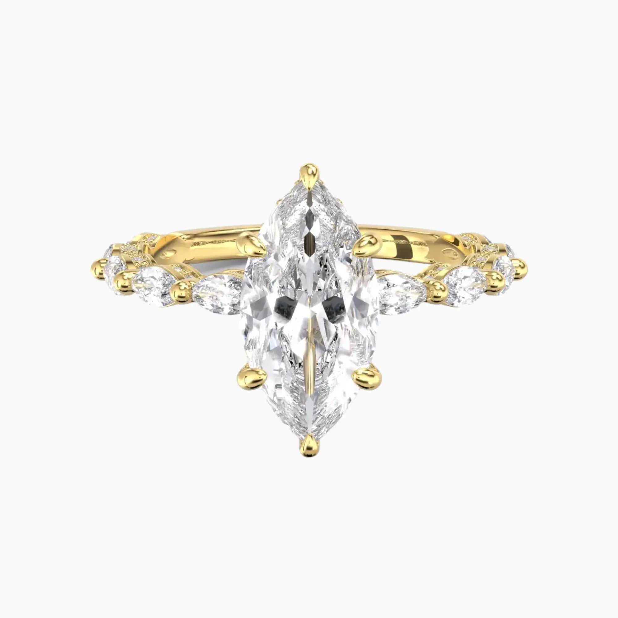 Helena 3.5 Carat Marquise Cut Solitaire Lab Grown Diamond Ring in 14K Yellow Gold
