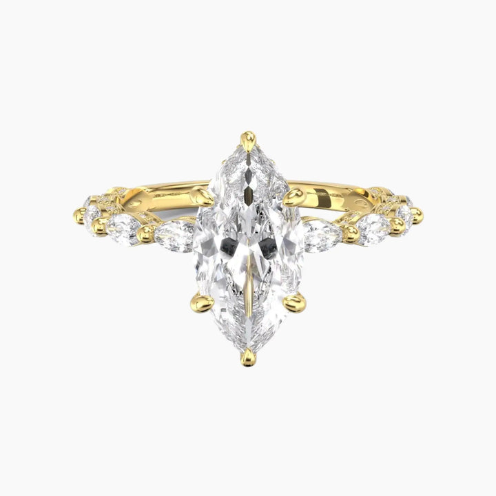 Helena 5 Carat Marquise Cut Solitaire Lab Grown Diamond Ring in 14K Yellow Gold